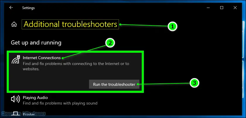 Run the Internet Connections troubleshooter