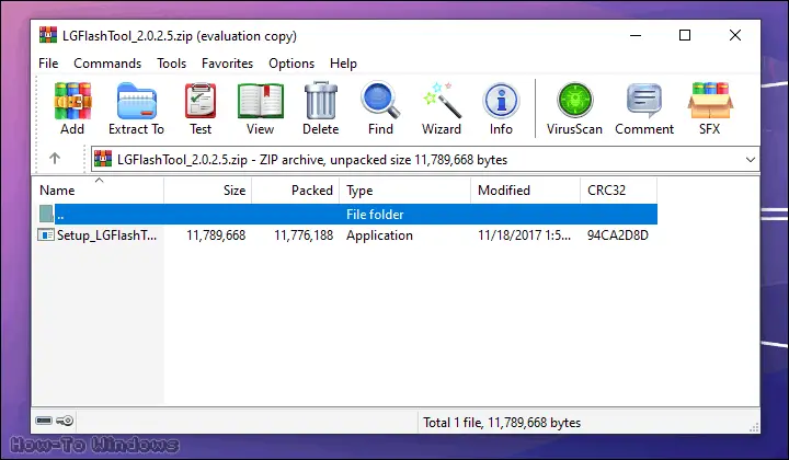 Opening a ZIP archive with WinRAR.