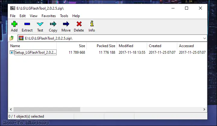 Opening a ZIP archive with 7-Zip.