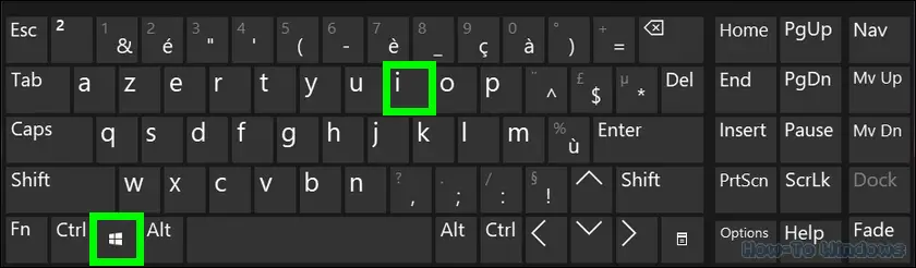 Windows + I keyboard shortcut