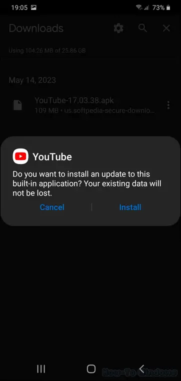 Install the old version YouTube APK file