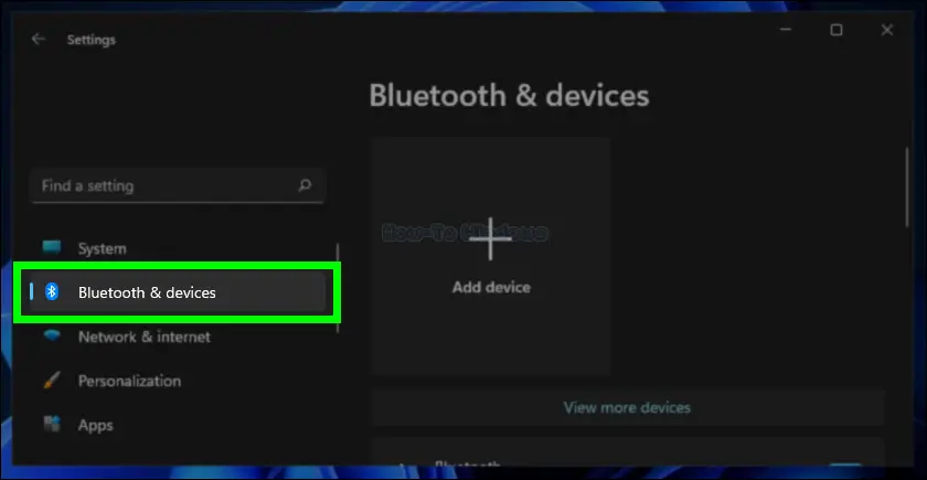 Click on Bluetooth and devices Windows 11
