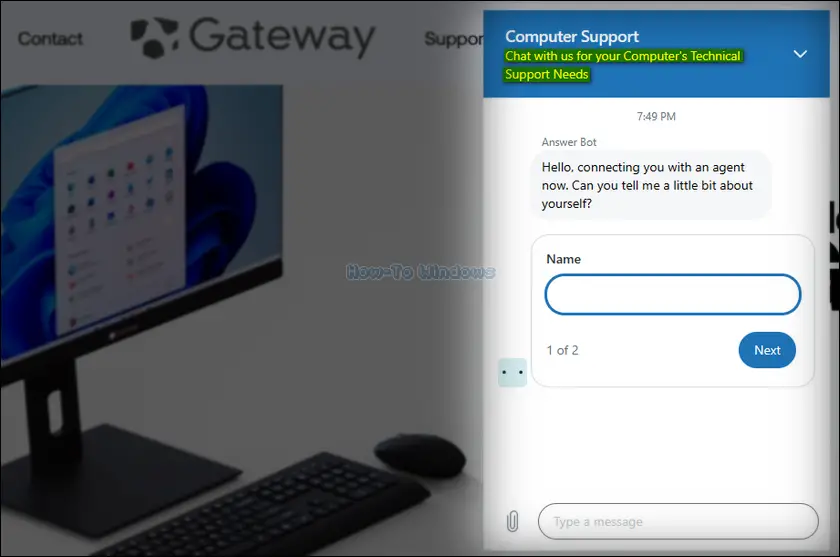 Gateway USA computer support live chat
