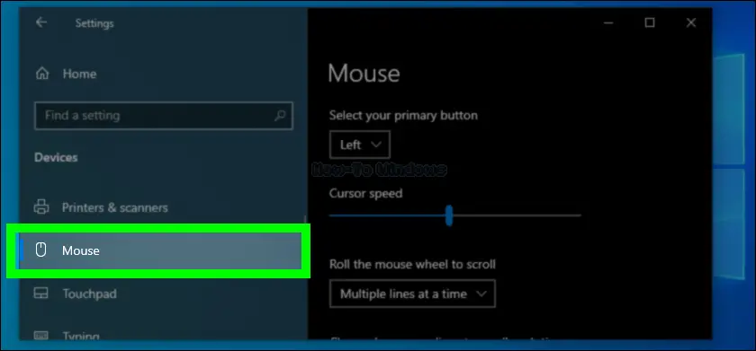 In the left-hand sidebar select Mouse
