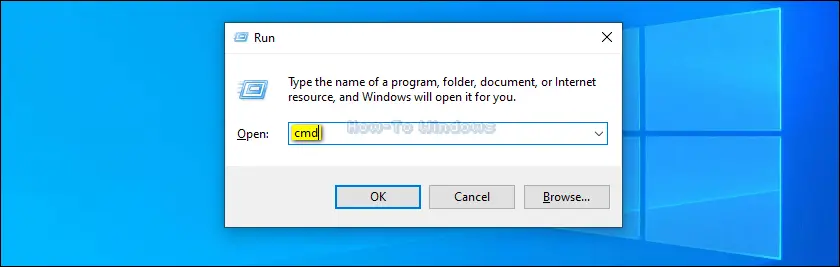 To open the Command Prompt type cmd and press Enter