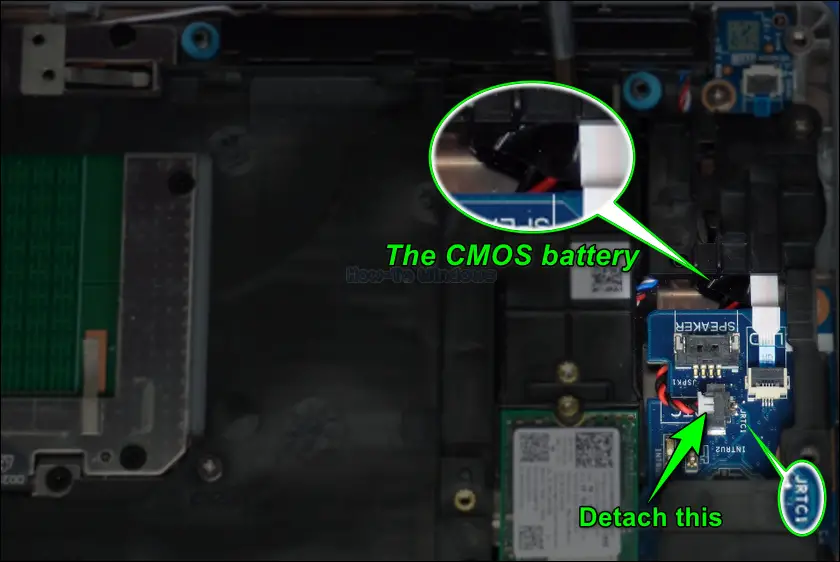 Detach the CMOS battery connector