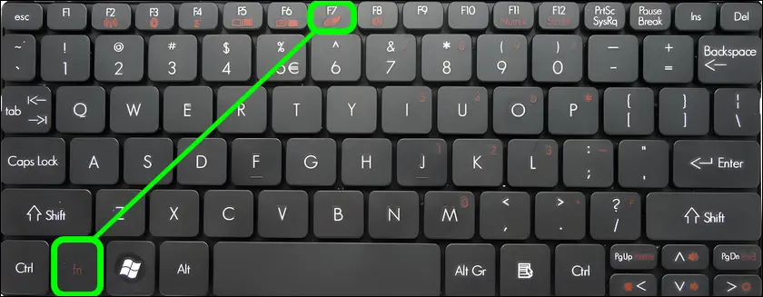 Gateway function key combination to enable disable the touchpad