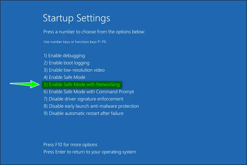 Windows startup settings