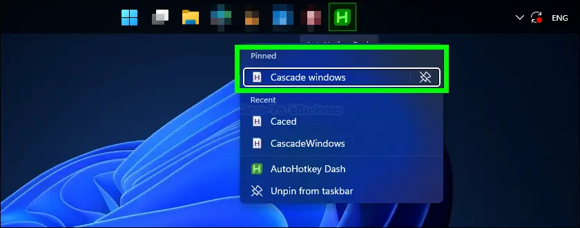 Make sure the Cascade windows script is pinned