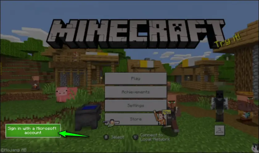 Sign in with a Microsoft account on Minecraft