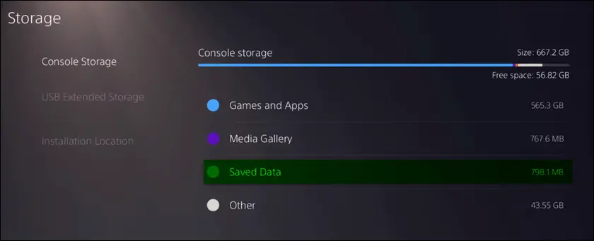 Under Console Storage select Saved Data
