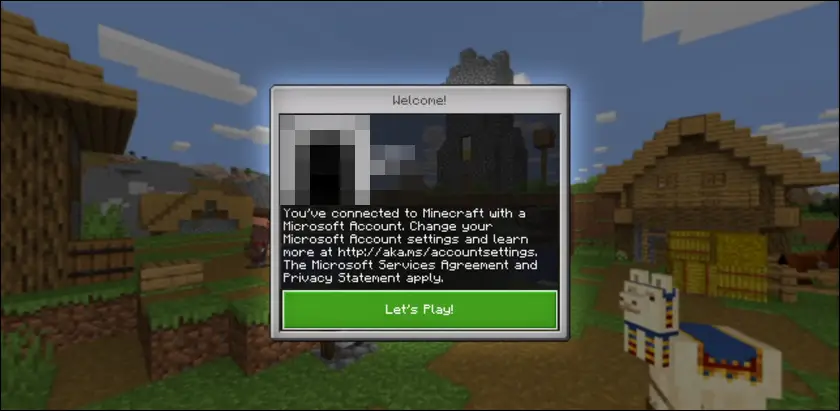 Welcome you've connect to Minecraft with a microsoft account